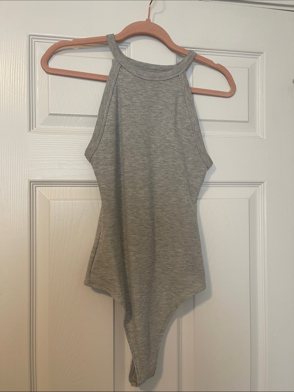 Women’s Gray Waffle High-Neck Bodysuit